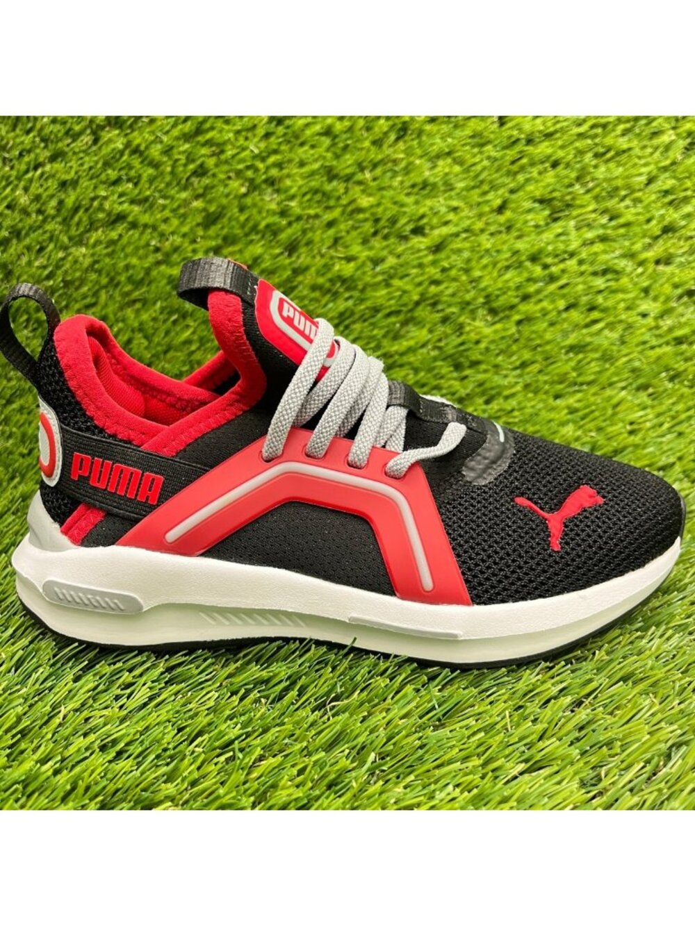 Puma Softride Enzo 5 Boys Size 12C Black Red Athletic Running Shoes Sneakers